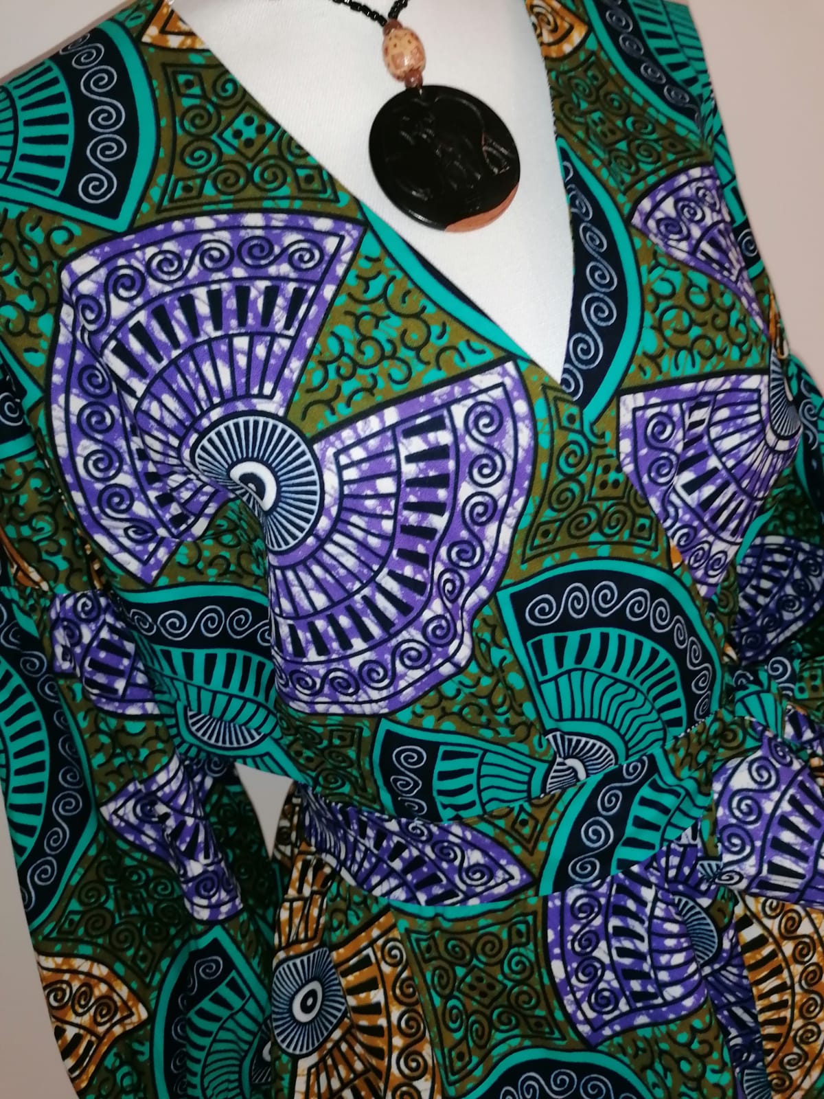 Africká halenka /blouse/tyrkysová/fialová