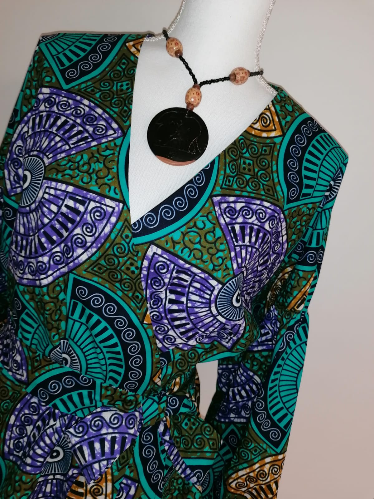 Africká halenka /blouse/tyrkysová/fialová