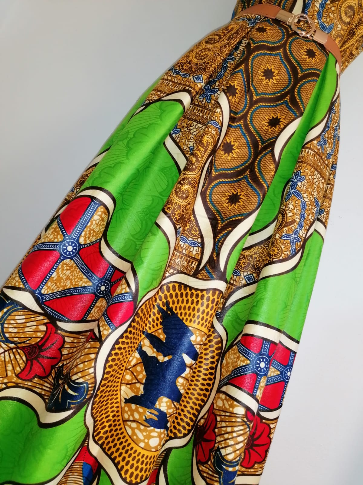 Zeleno zlaté šaty z afrického brokatu / Green dress from african fabric bazin