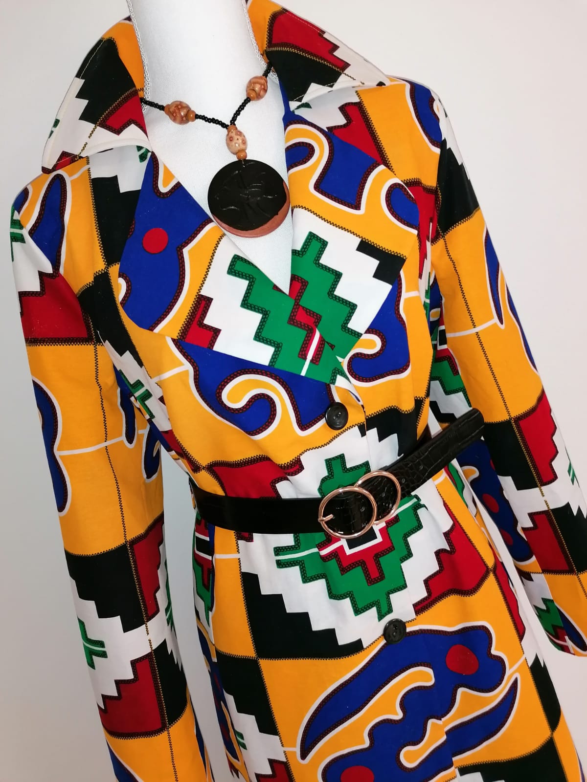 Podzimní kabát kente Ghana | Coat from ghanian kente fabric for autumn
