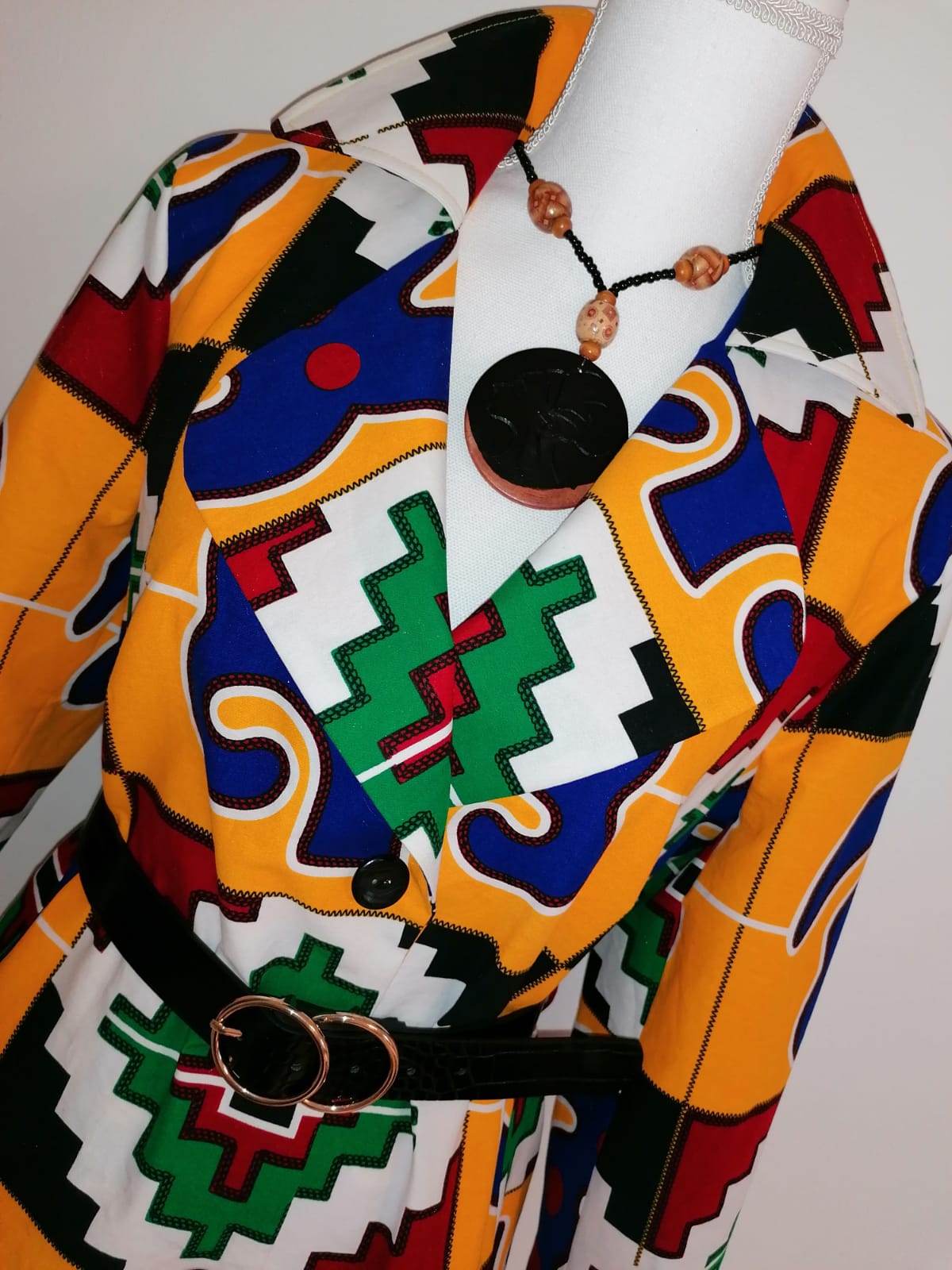 Podzimní kabát kente Ghana | Coat from ghanian kente fabric for autumn