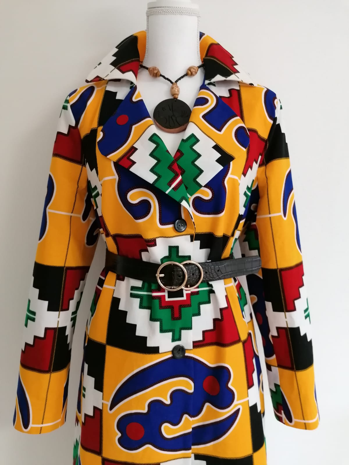 Podzimní kabát kente Ghana | Coat from ghanian kente fabric for autumn