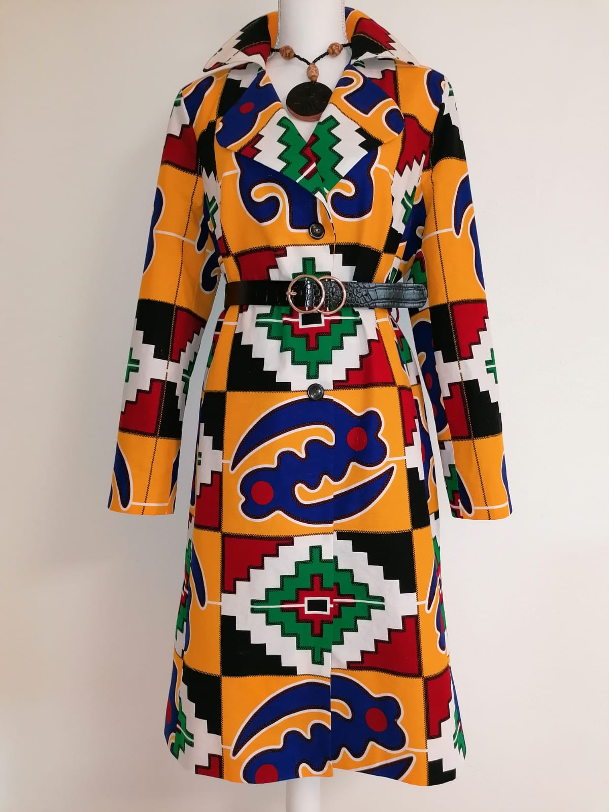 Podzimní kabát kente Ghana | Coat from ghanian kente fabric for autumn