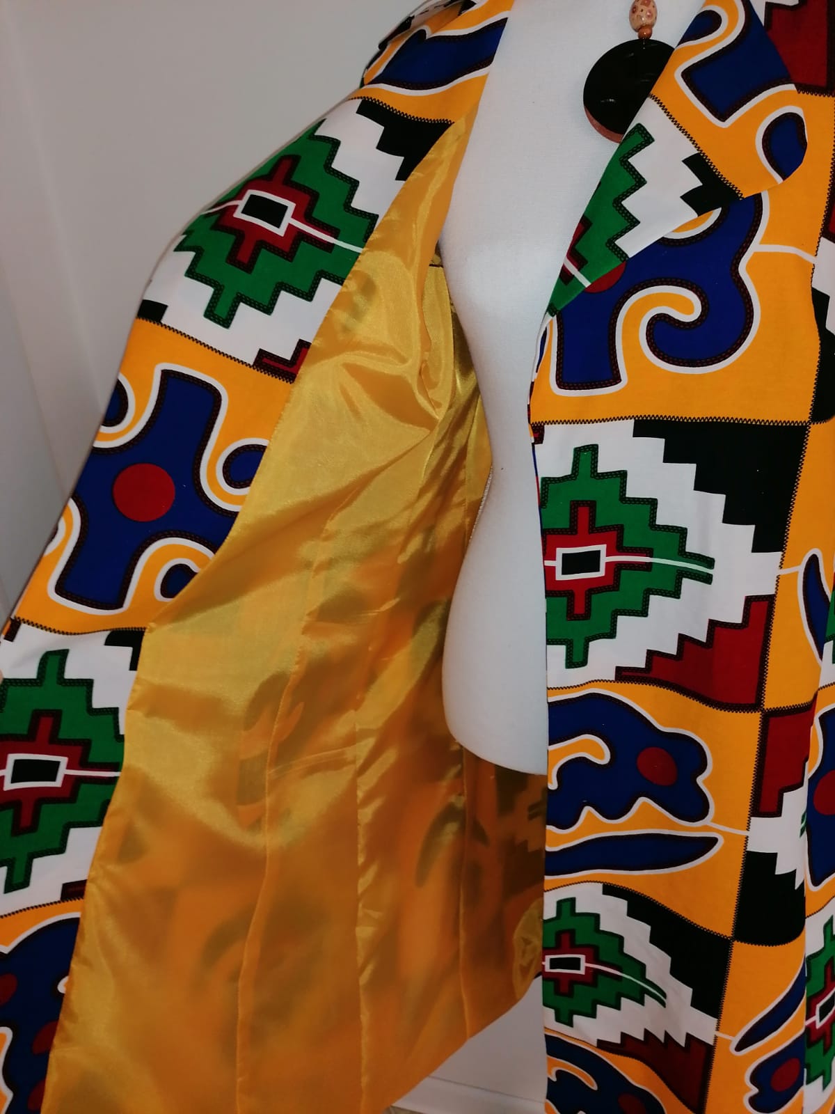 Podzimní kabát kente Ghana | Coat from ghanian kente fabric for autumn