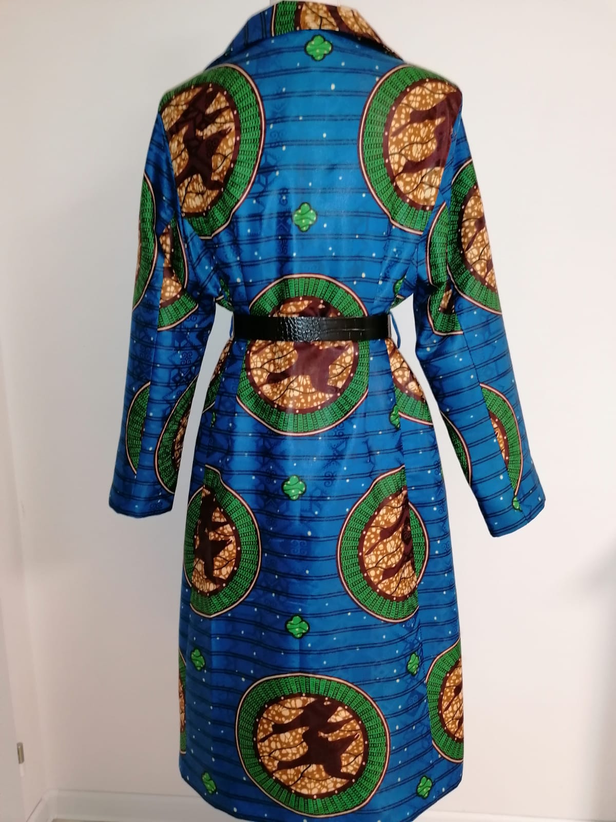 Podzimní kabát z afrického brokatu | Coat from african brocade/ bazin in blue