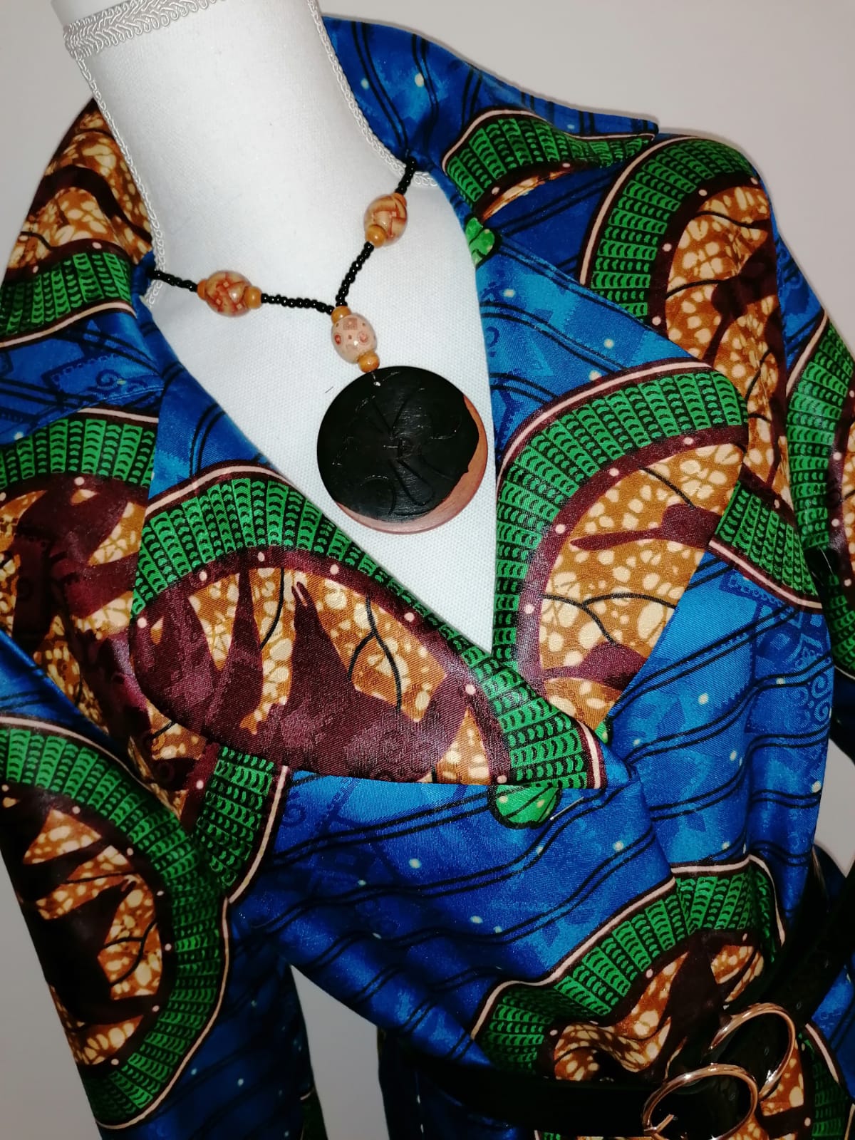 Podzimní kabát z afrického brokatu | Coat from african brocade/ bazin in blue