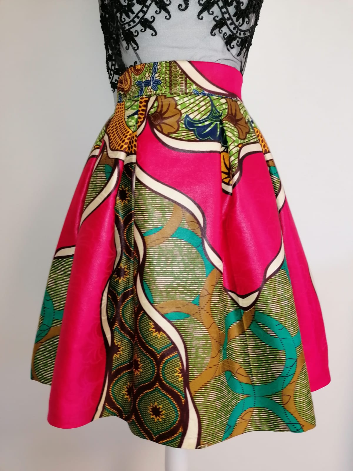Africká sukně z brokatu / African skirt from bazin fabric
