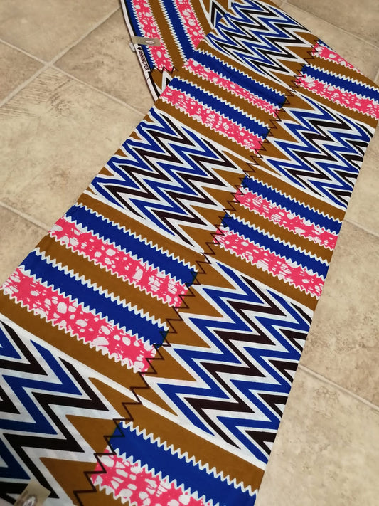 Africká látka měkčí, kente modro růžová,Tanzanie