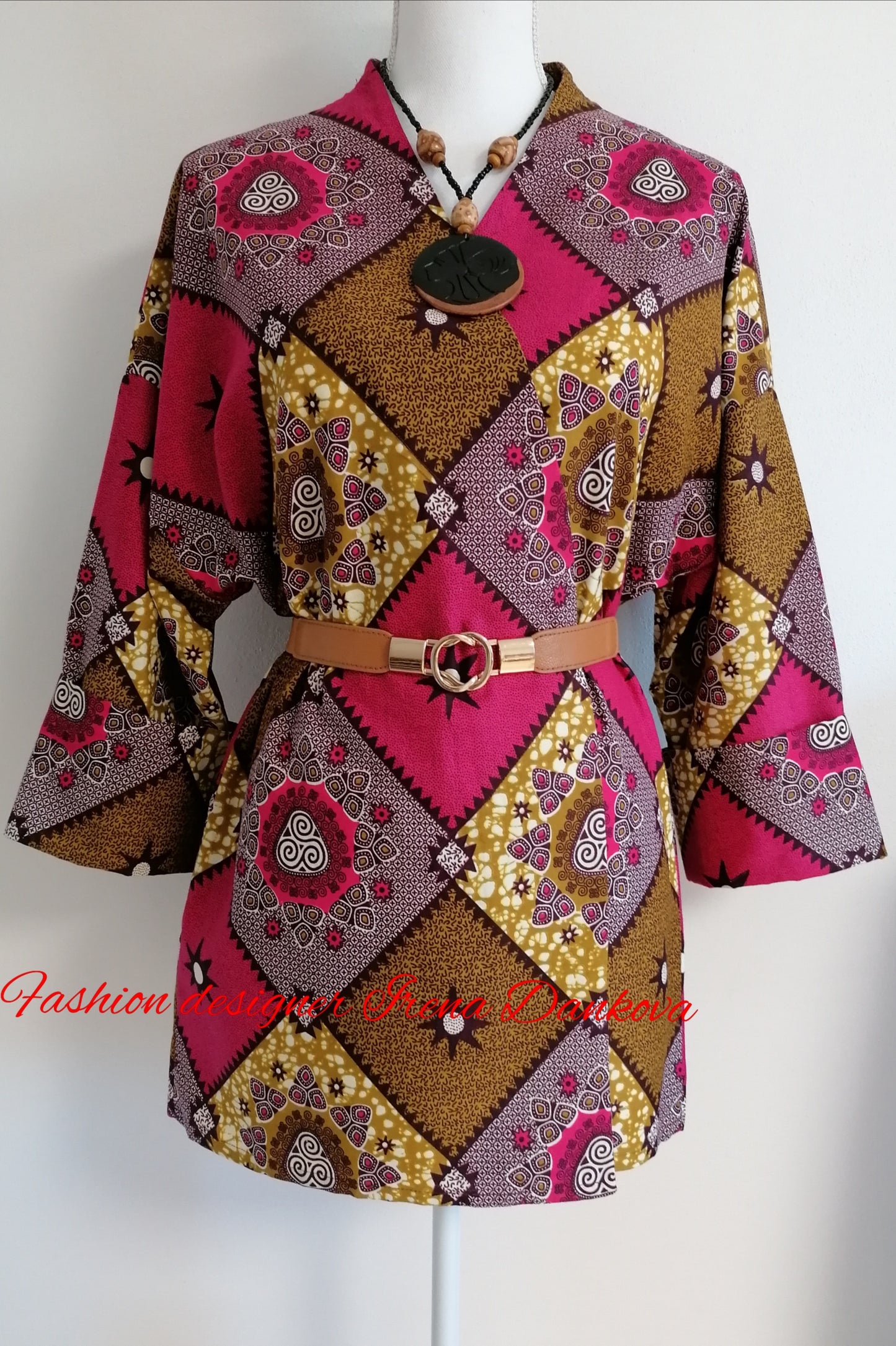 Růžový kardigan z africké látky | Pink Cardigan from african fabric