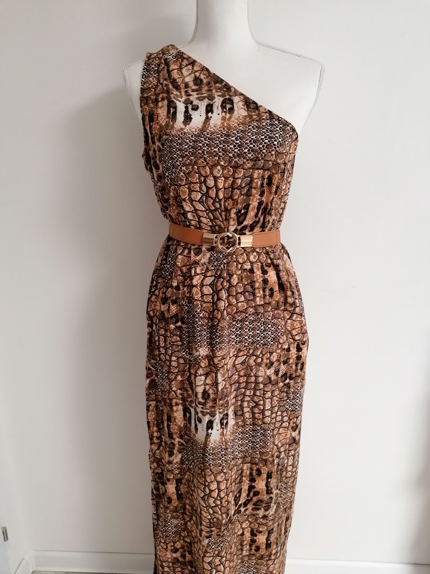 Šaty /dress /hadí vzor asymetrické na 1 rameno,velikost universální 36 až 40