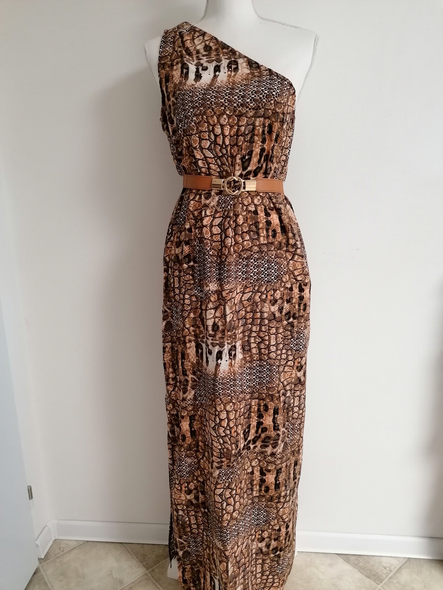 Šaty /dress /hadí vzor asymetrické na 1 rameno,velikost universální 36 až 40