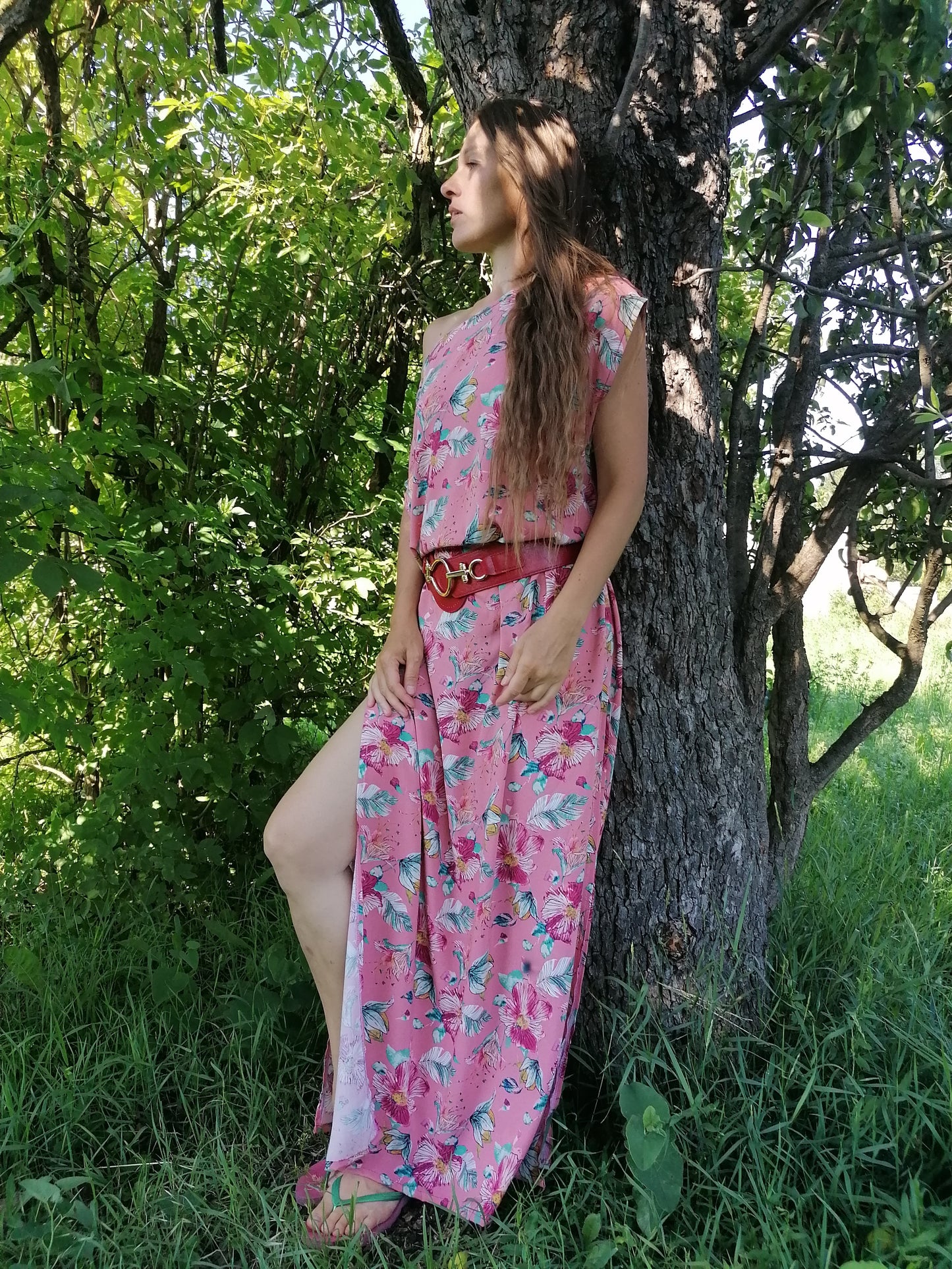 Maxi volné šaty květy