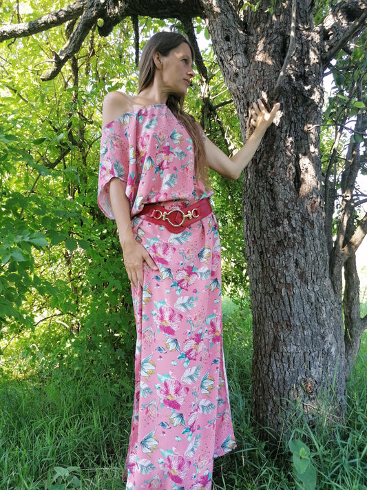 Maxi volné šaty květy