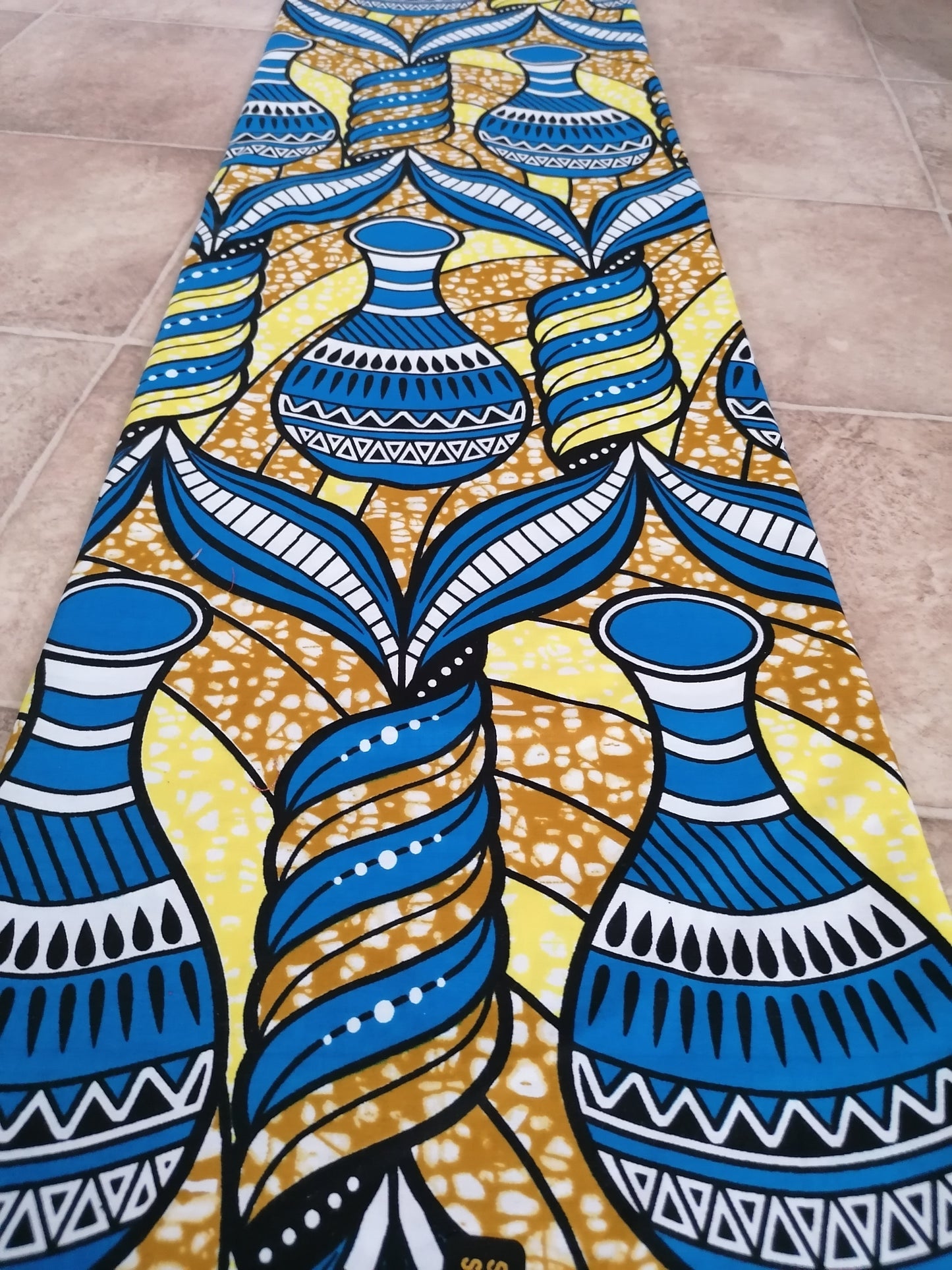 Africká látka amfora modrá
