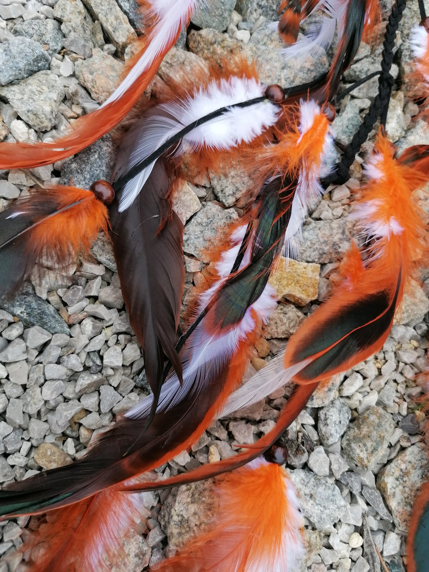 Peříčkový závěs do vlasů,oranžový