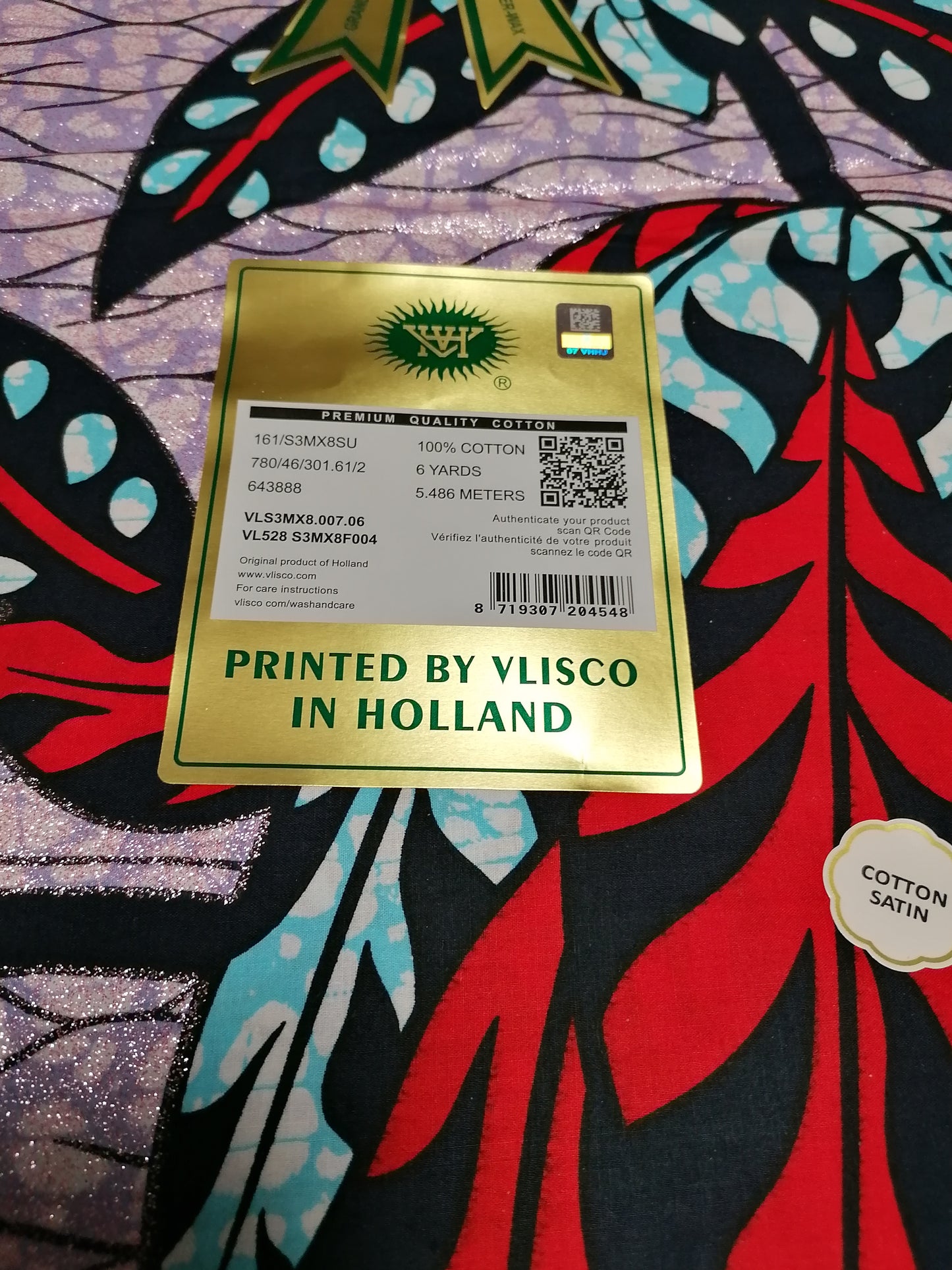 Exlusívní africká látka značková grand super wax glitter
